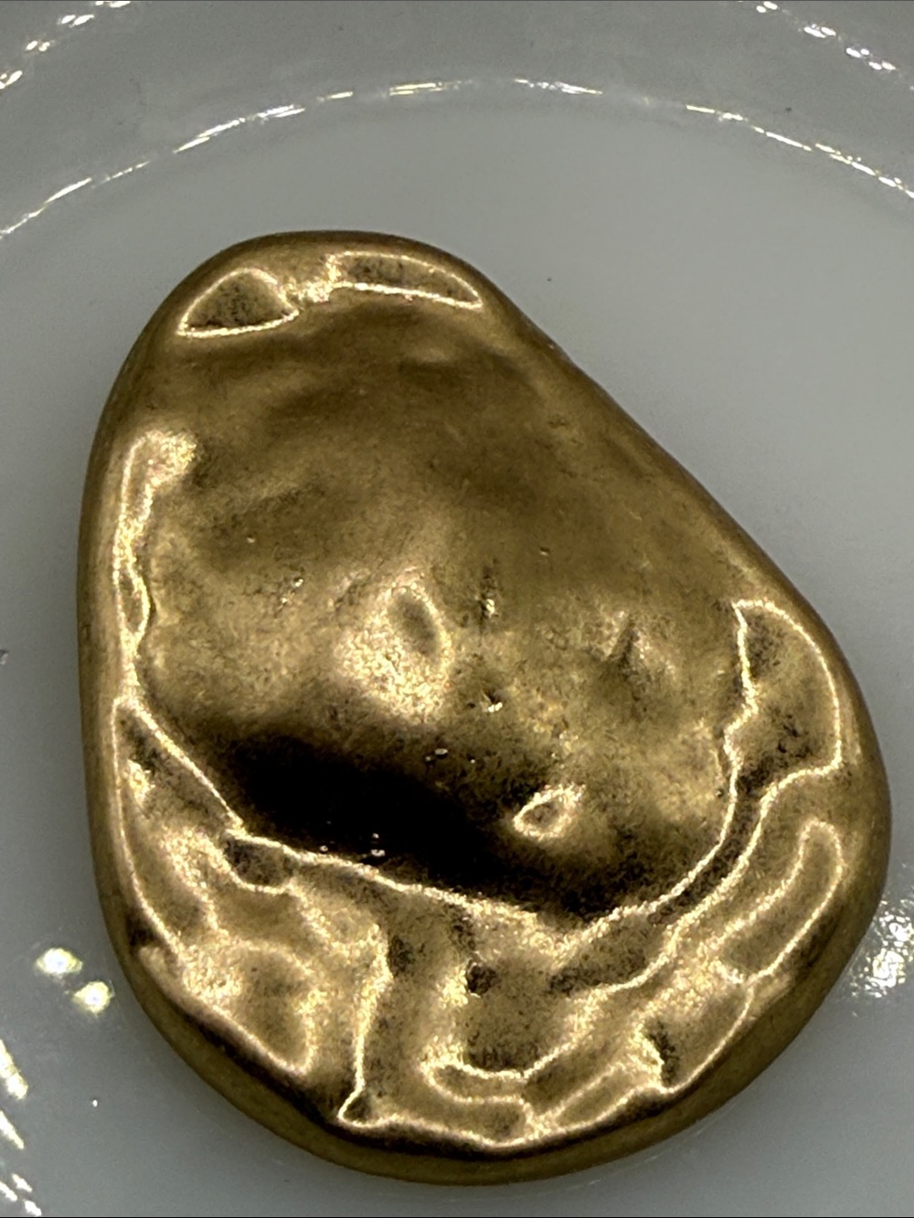 Modernist Polished Gold-Tone Nugget metal statement pendant for necklace